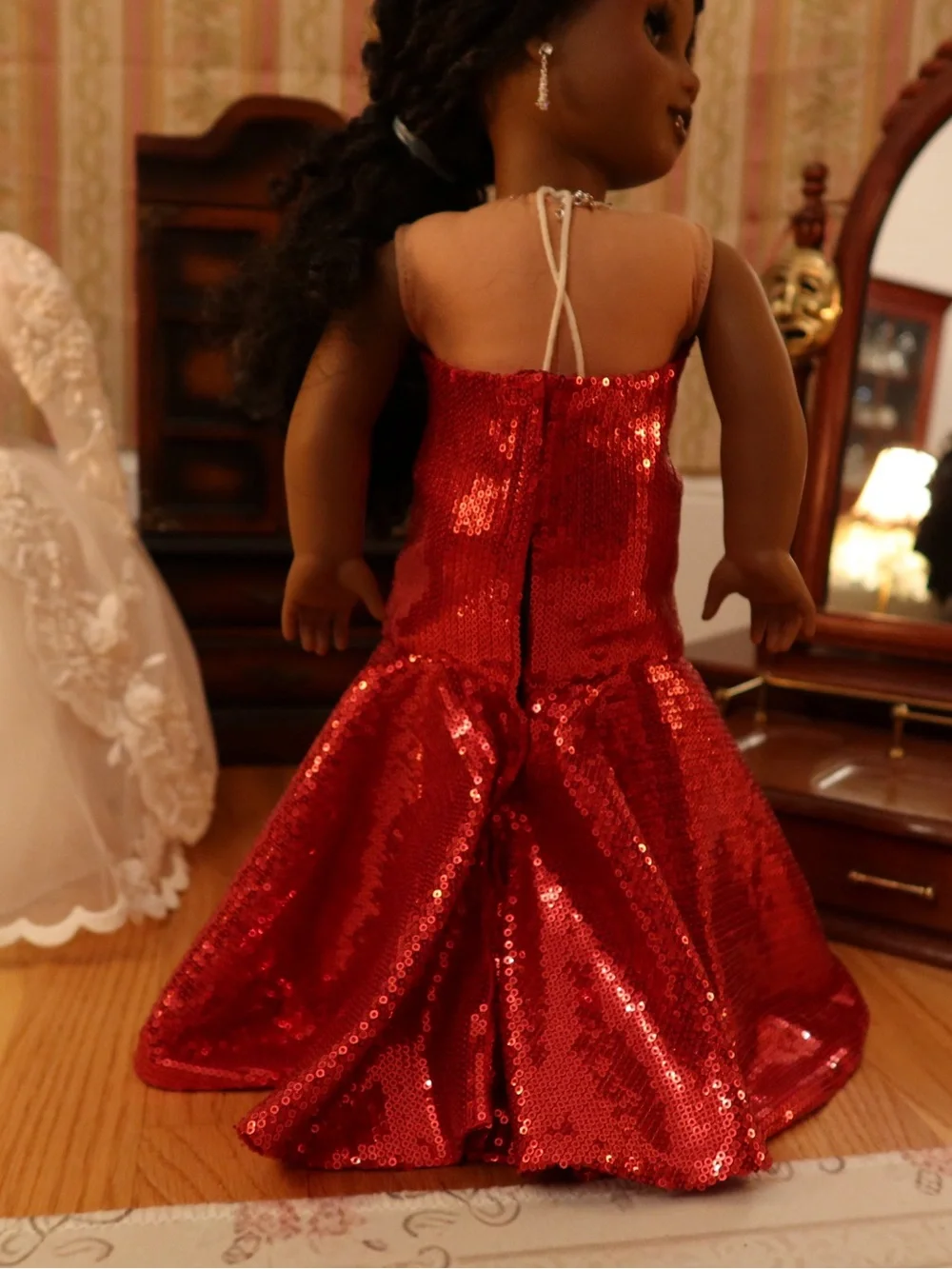 18 Inch American Girl Doll Sequined Red Gown - Elegant Dress